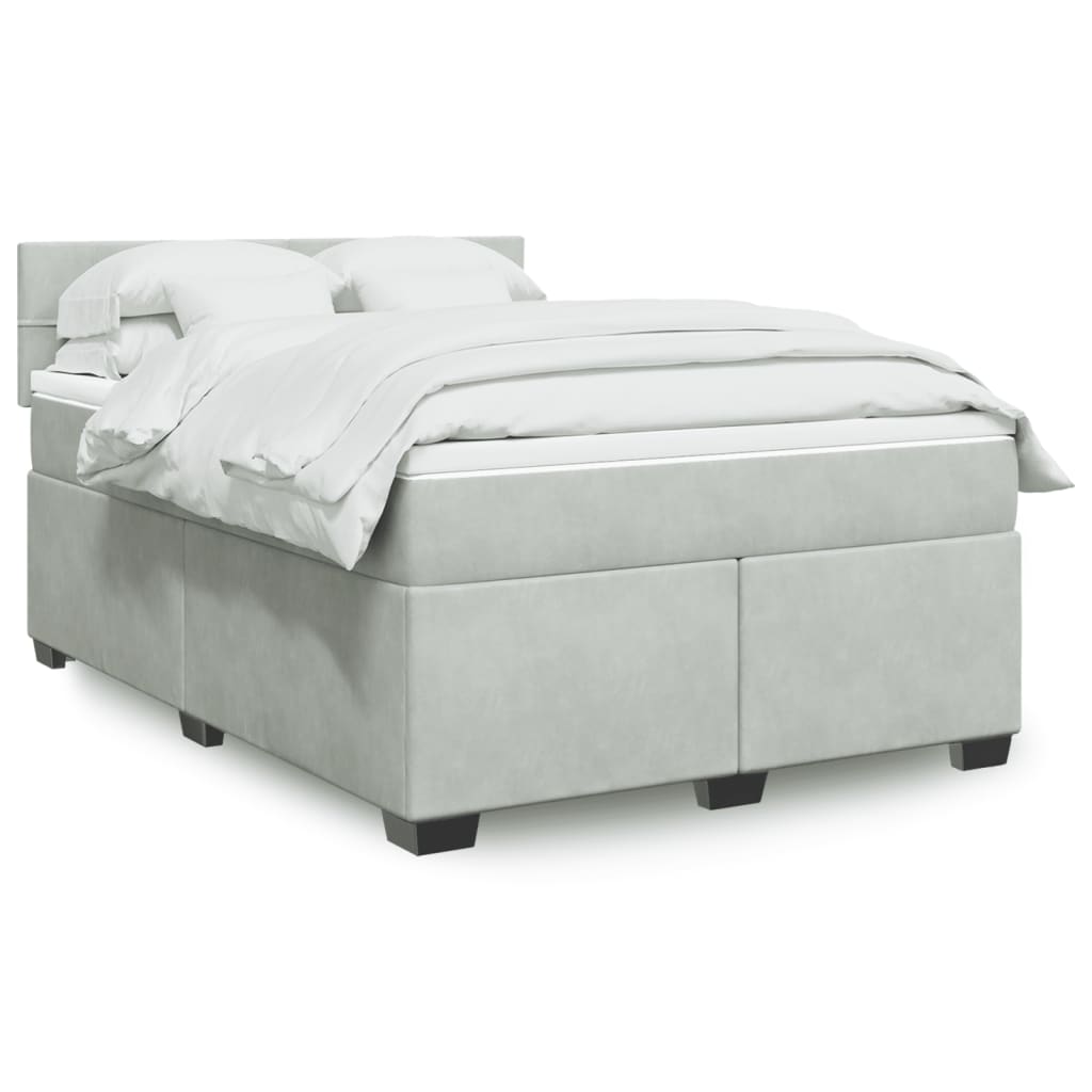 Boxspringbett Mit Matratze Samt Hellgrau