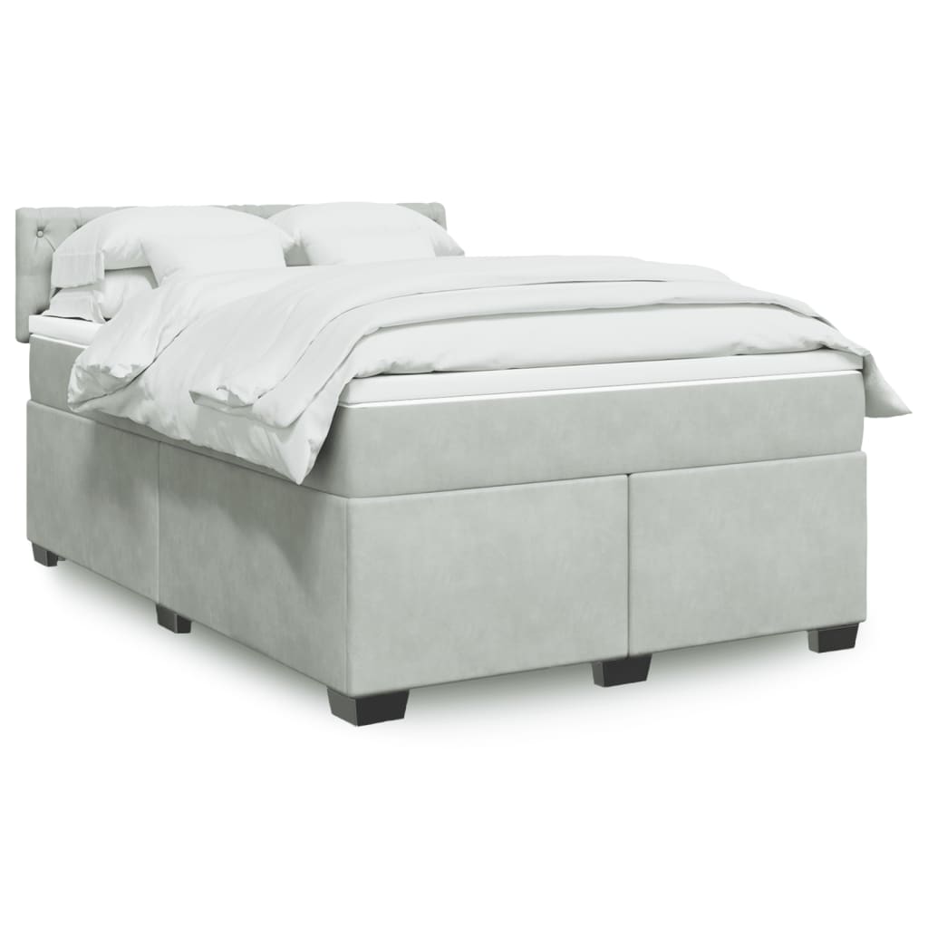 Boxspringbett Mit Matratze Samt Hellgrau