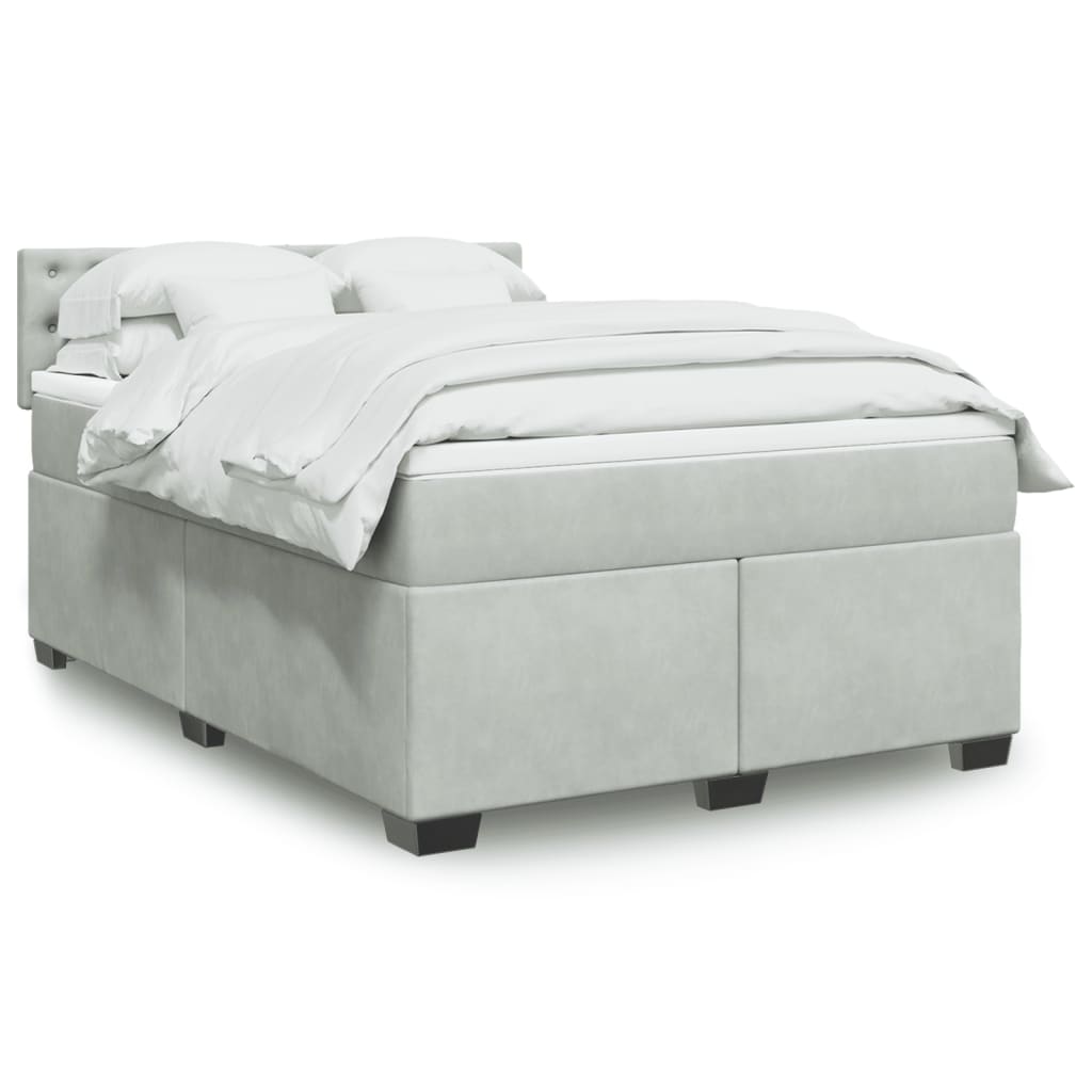 Boxspringbett Mit Matratze Samt Hellgrau