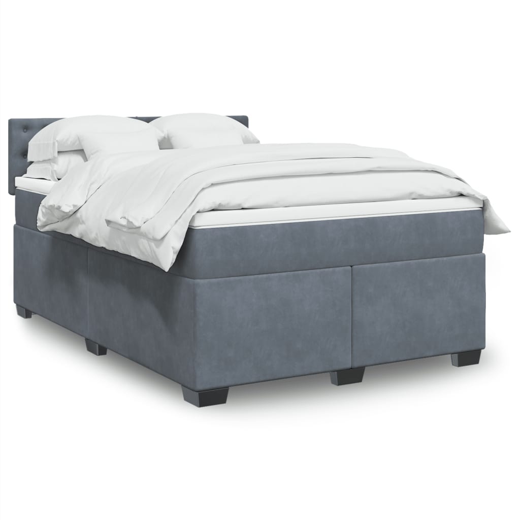 Boxspringbett Mit Matratze Samt Dunkelgrau