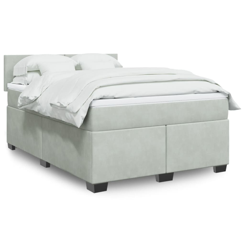 Boxspringbett Mit Matratze Samt Hellgrau