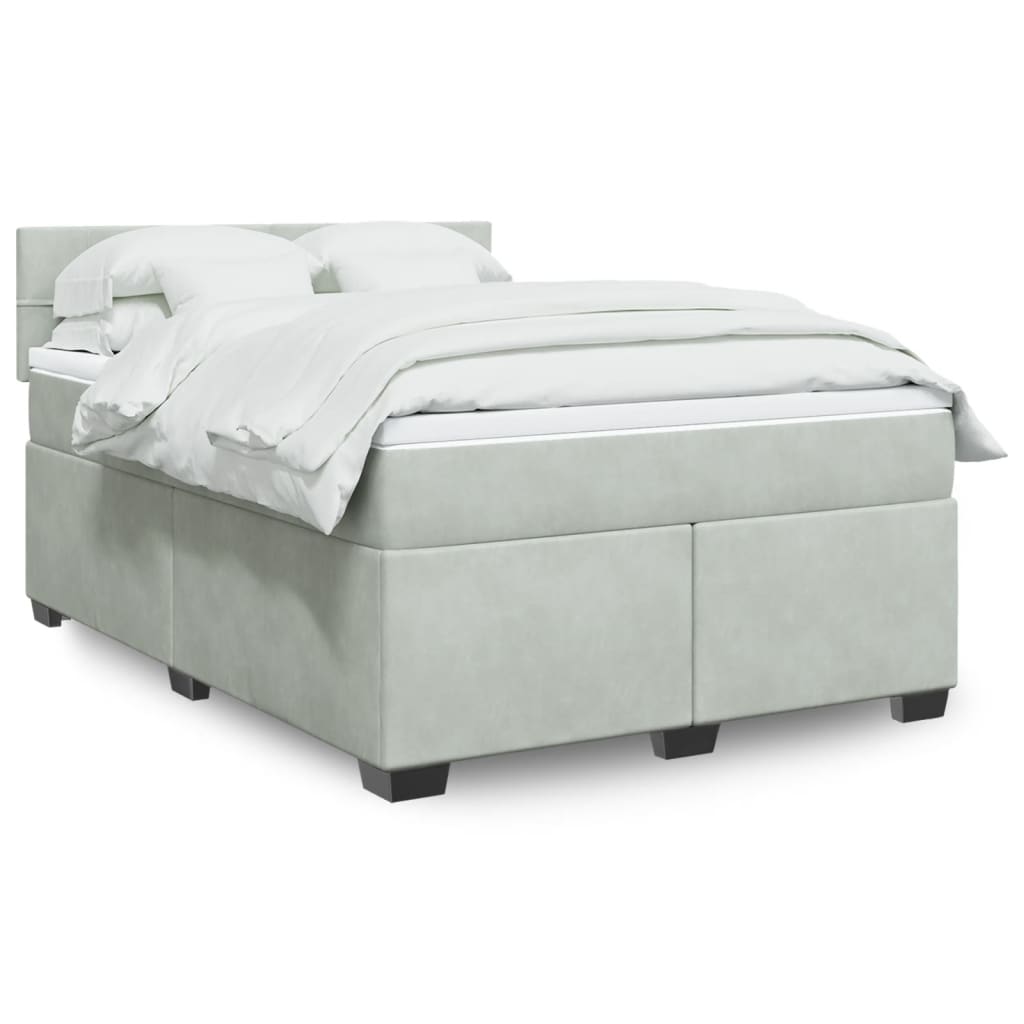 Boxspringbett Mit Matratze Samt Hellgrau