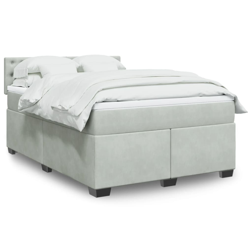 Boxspringbett Mit Matratze Samt Hellgrau