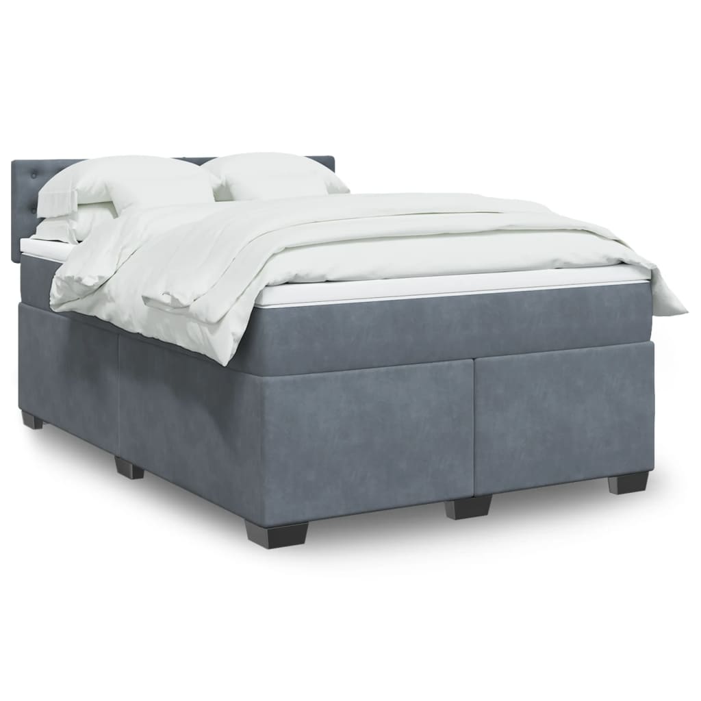 Boxspringbett Mit Matratze Samt Dunkelgrau