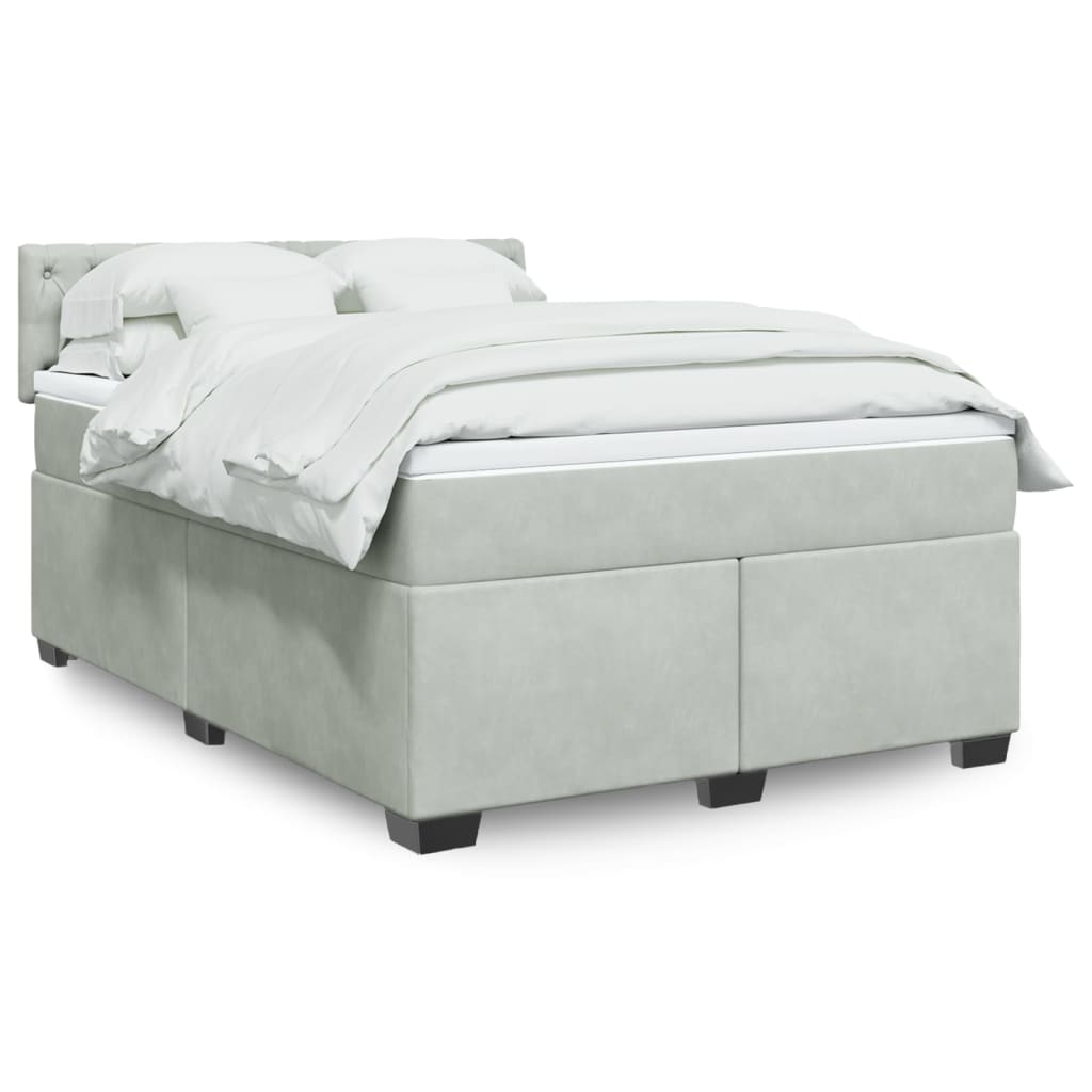 Boxspringbett Mit Matratze Samt Hellgrau