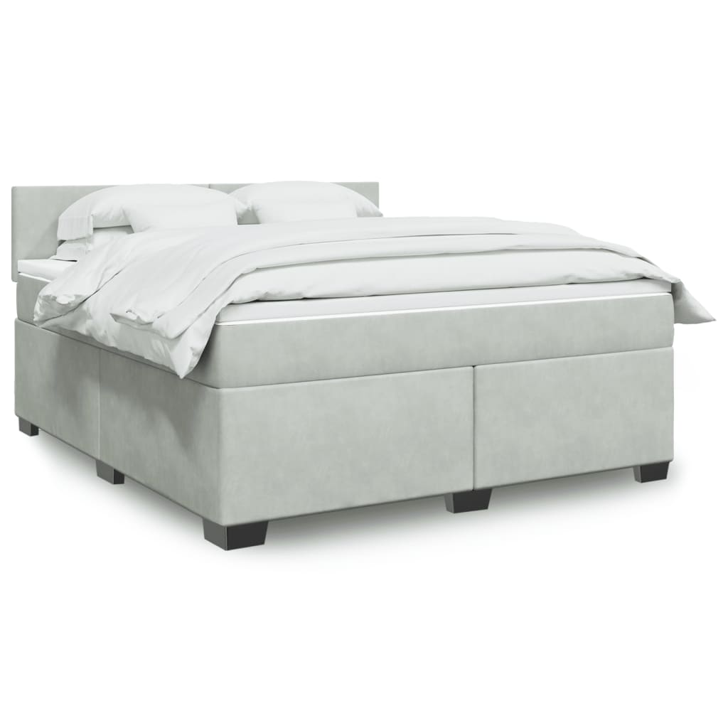 Boxspringbett Mit Matratze Samt Hellgrau