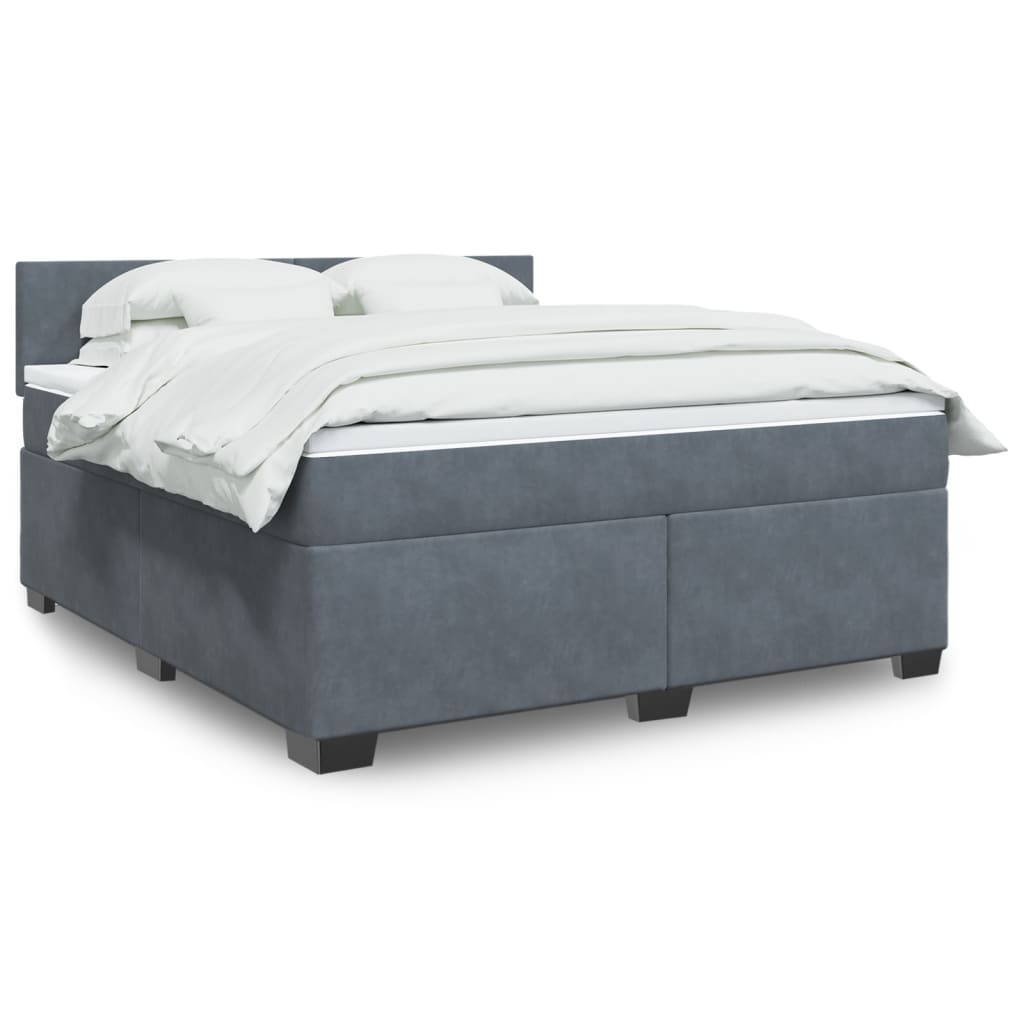 Boxspringbett Mit Matratze Samt Dunkelgrau