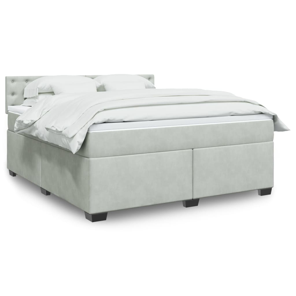 Boxspringbett Mit Matratze Samt Hellgrau
