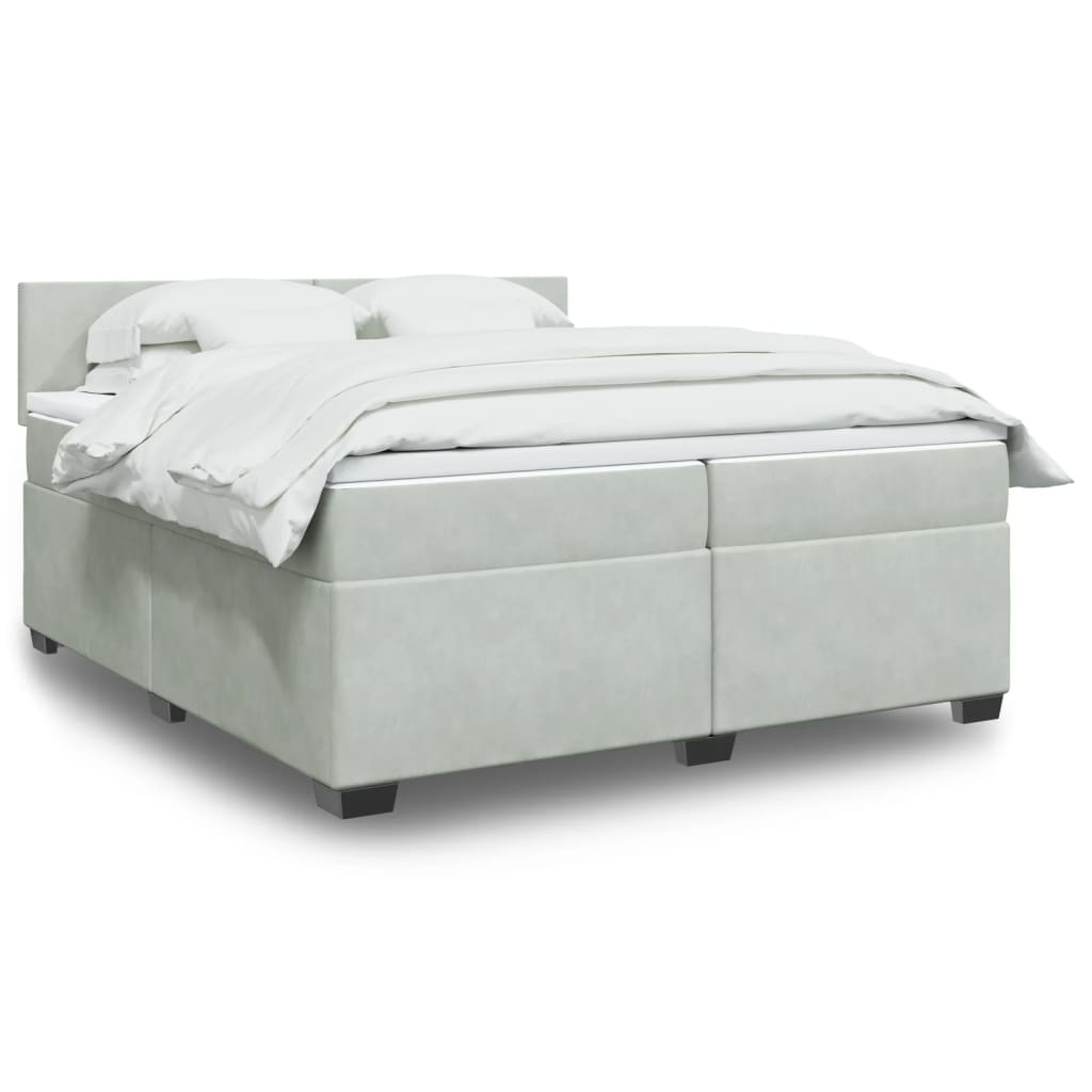Boxspringbett Mit Matratze Samt Hellgrau