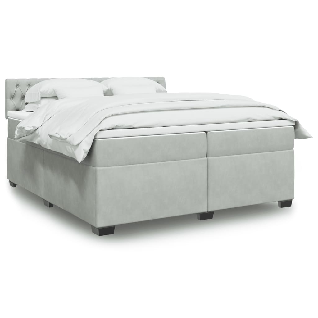 Boxspringbett Mit Matratze Samt Hellgrau