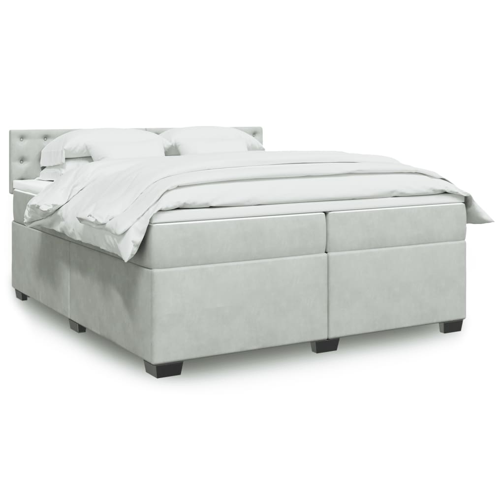 Boxspringbett Mit Matratze Samt Hellgrau