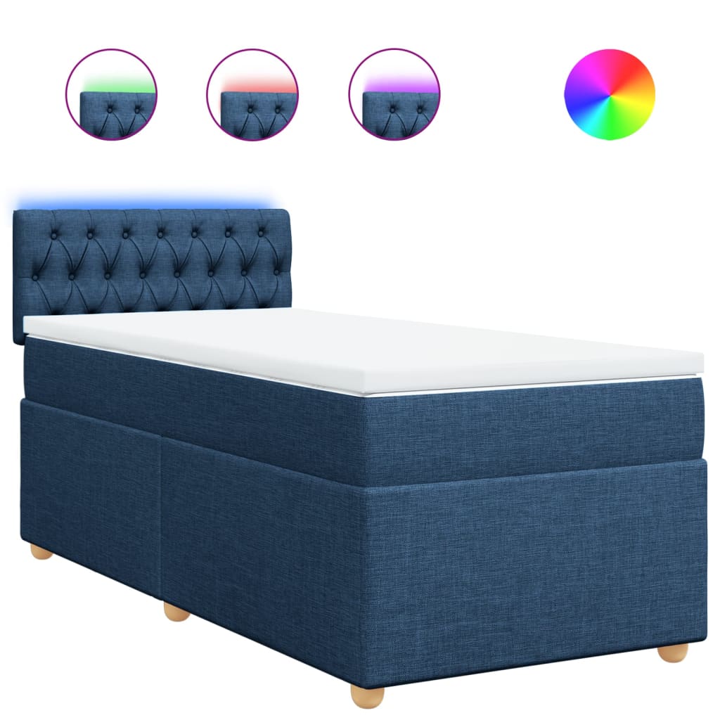 Boxspringbett Mit Matratze Stoff Blau