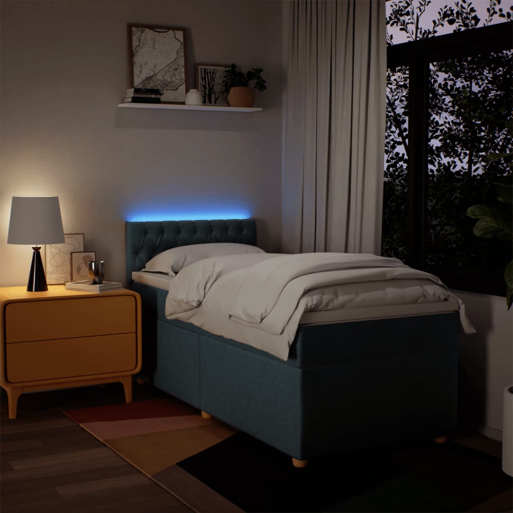 Boxspringbett Mit Matratze Stoff Blau