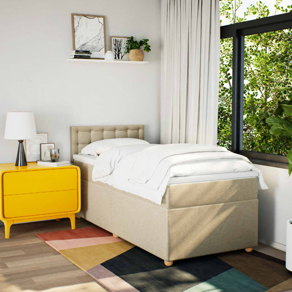 Boxspringbett Mit Matratze Stoff Creme
