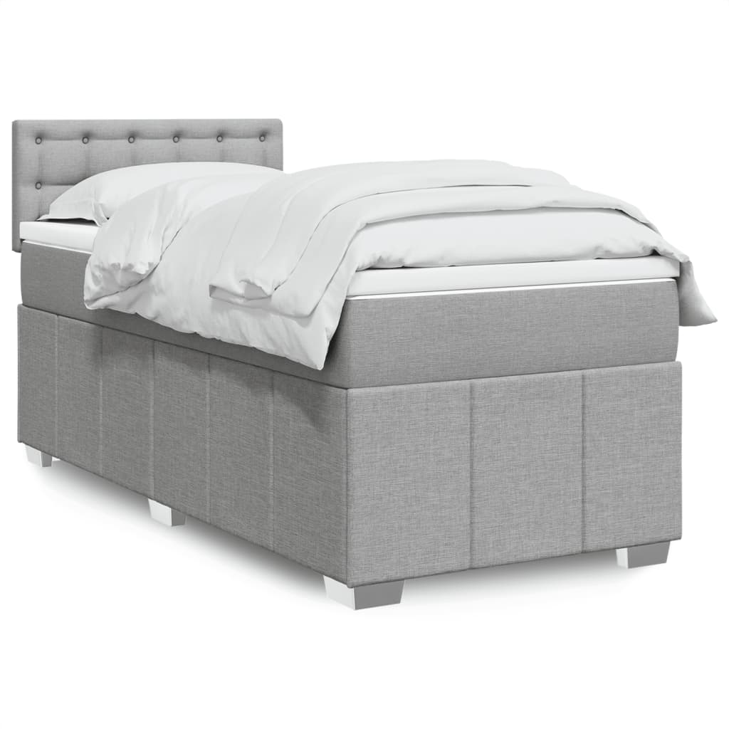 Boxspringbett Mit Matratze Stoff Hellgrau