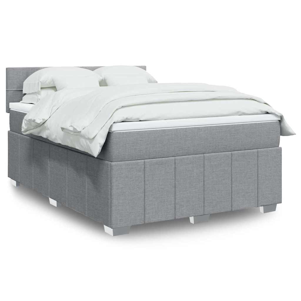 Boxspringbett Mit Matratze Stoff Hellgrau