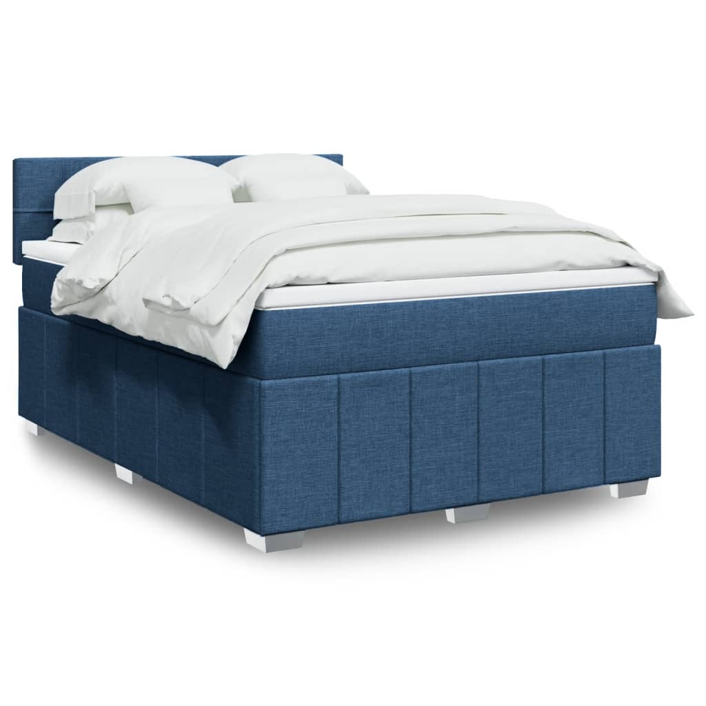 Boxspringbett Mit Matratze Stoff Blau
