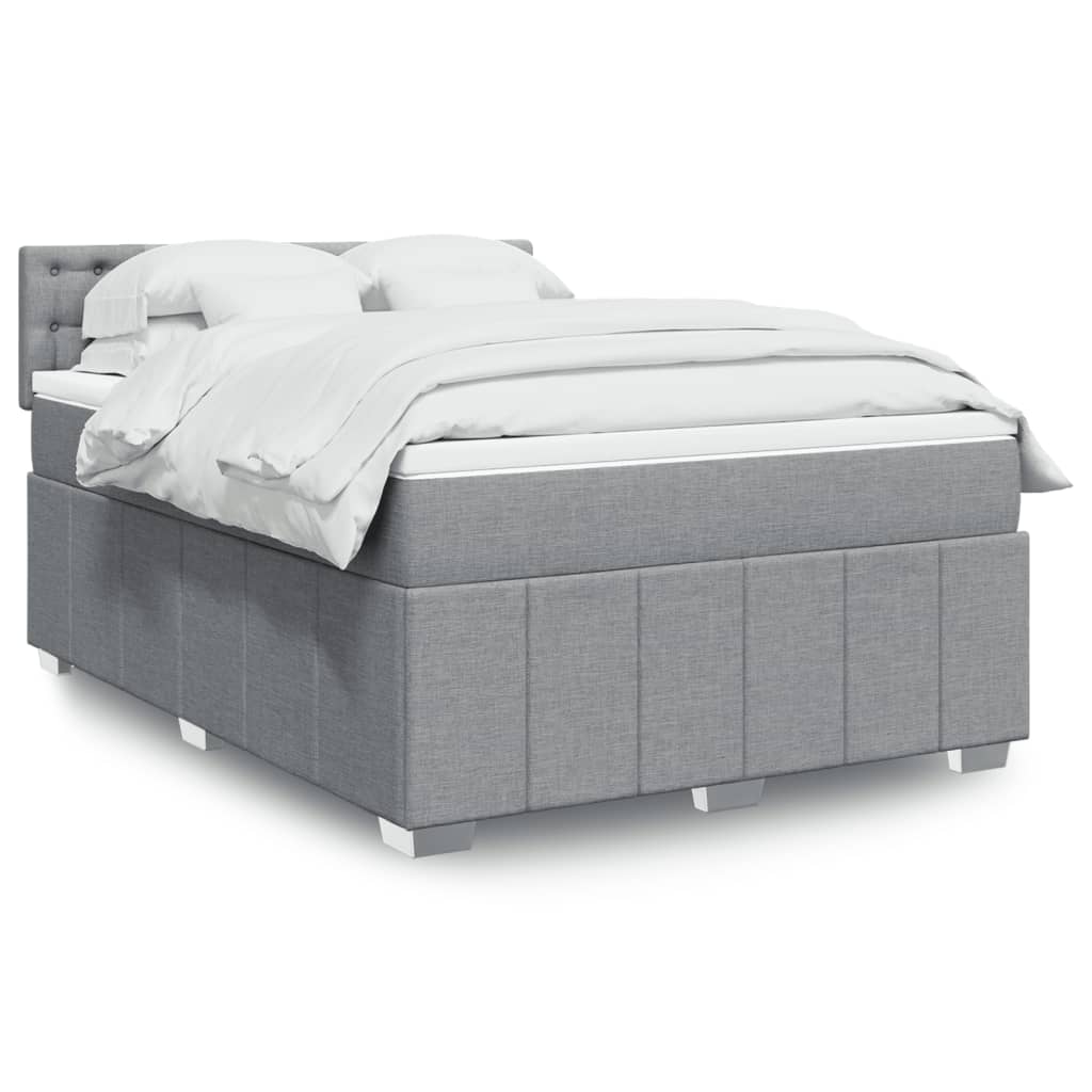 Boxspringbett Mit Matratze Stoff Hellgrau