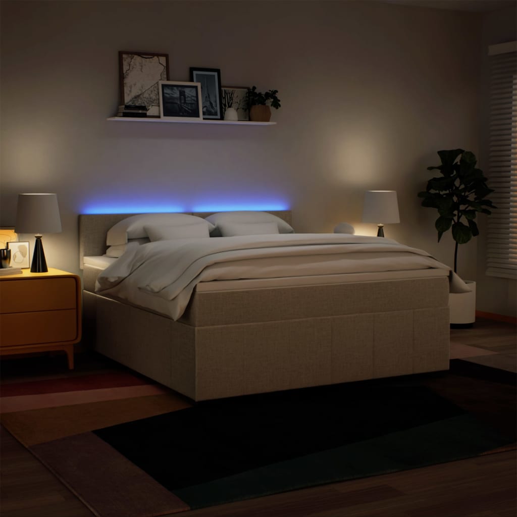 Boxspringbett Mit Matratze Stoff Creme