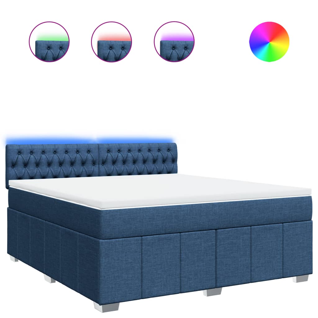 Boxspringbett Mit Matratze Stoff Blau