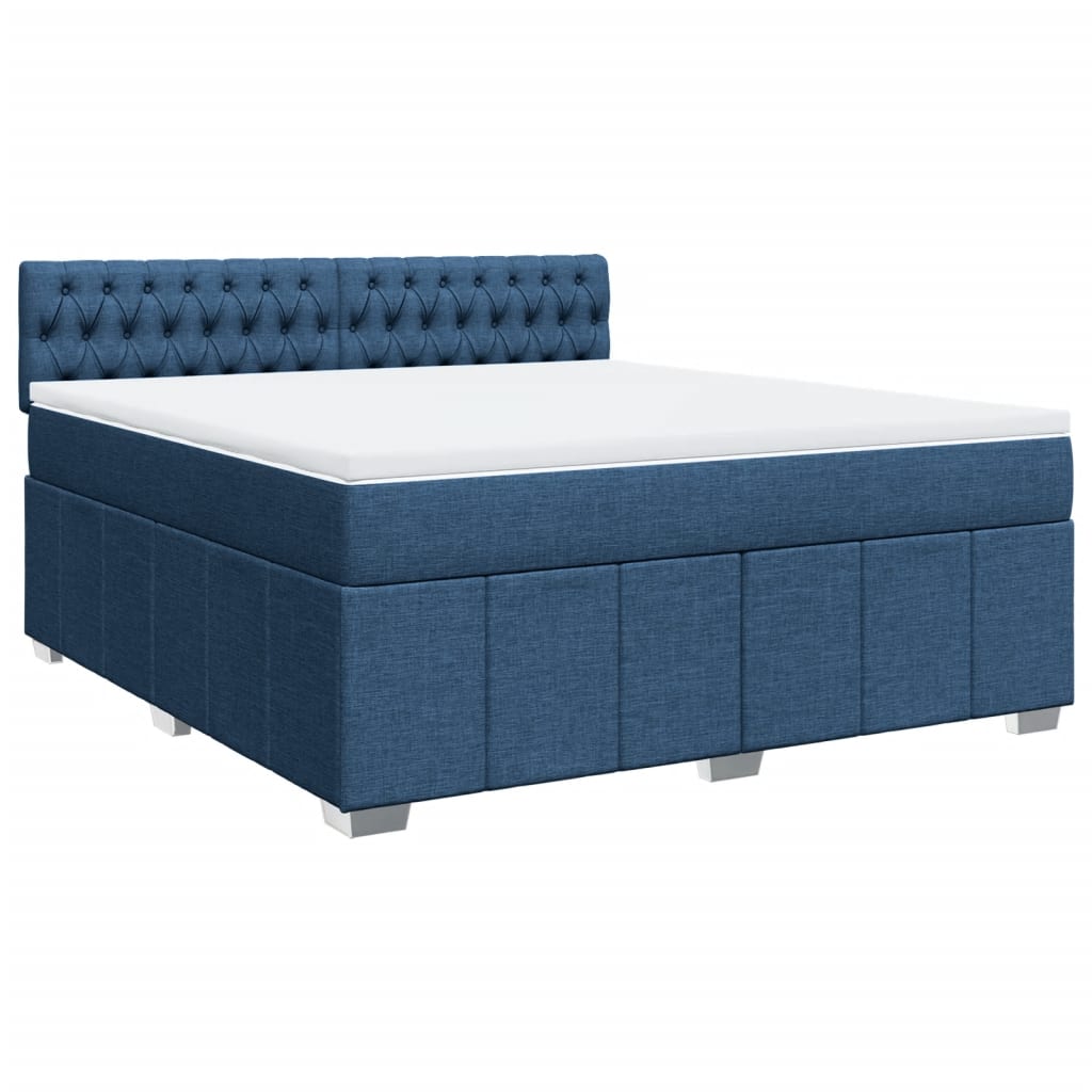 Boxspringbett Mit Matratze Stoff Blau