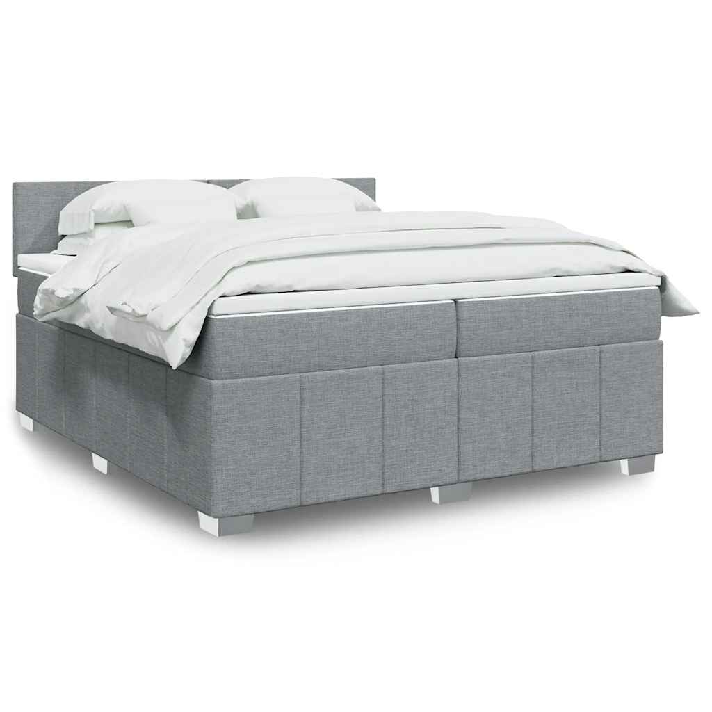Boxspringbett Mit Matratze Stoff Hellgrau