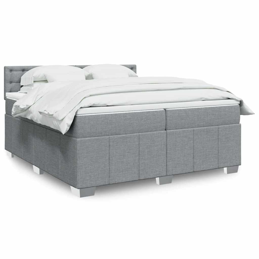 Boxspringbett Mit Matratze Stoff Hellgrau