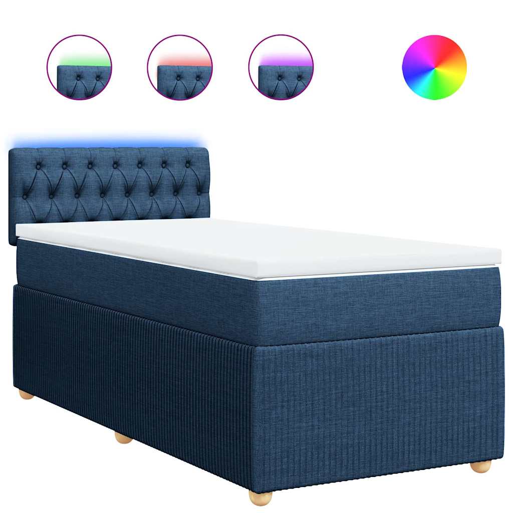 Boxspringbett Mit Matratze Stoff Blau