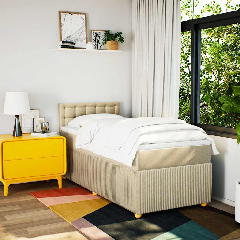 Boxspringbett Mit Matratze Stoff Creme