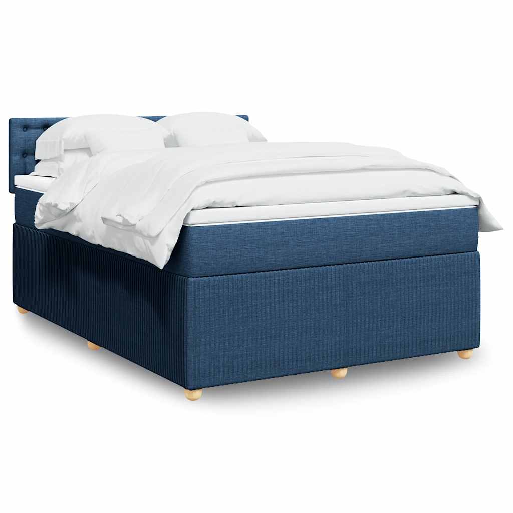 Boxspringbett Mit Matratze Stoff Blau