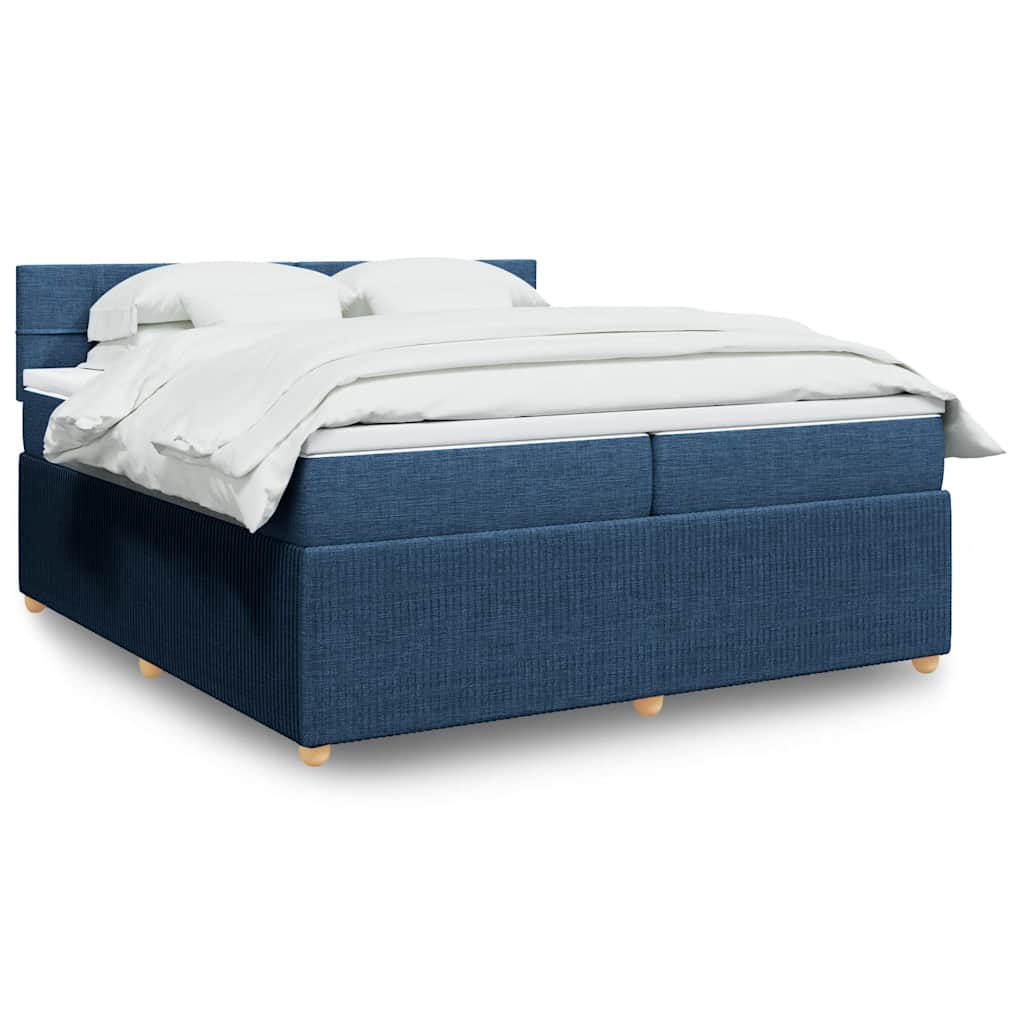 Boxspringbett Mit Matratze Stoff Blau