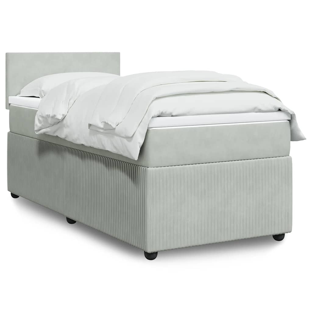 Boxspringbett Mit Matratze Samt Hellgrau