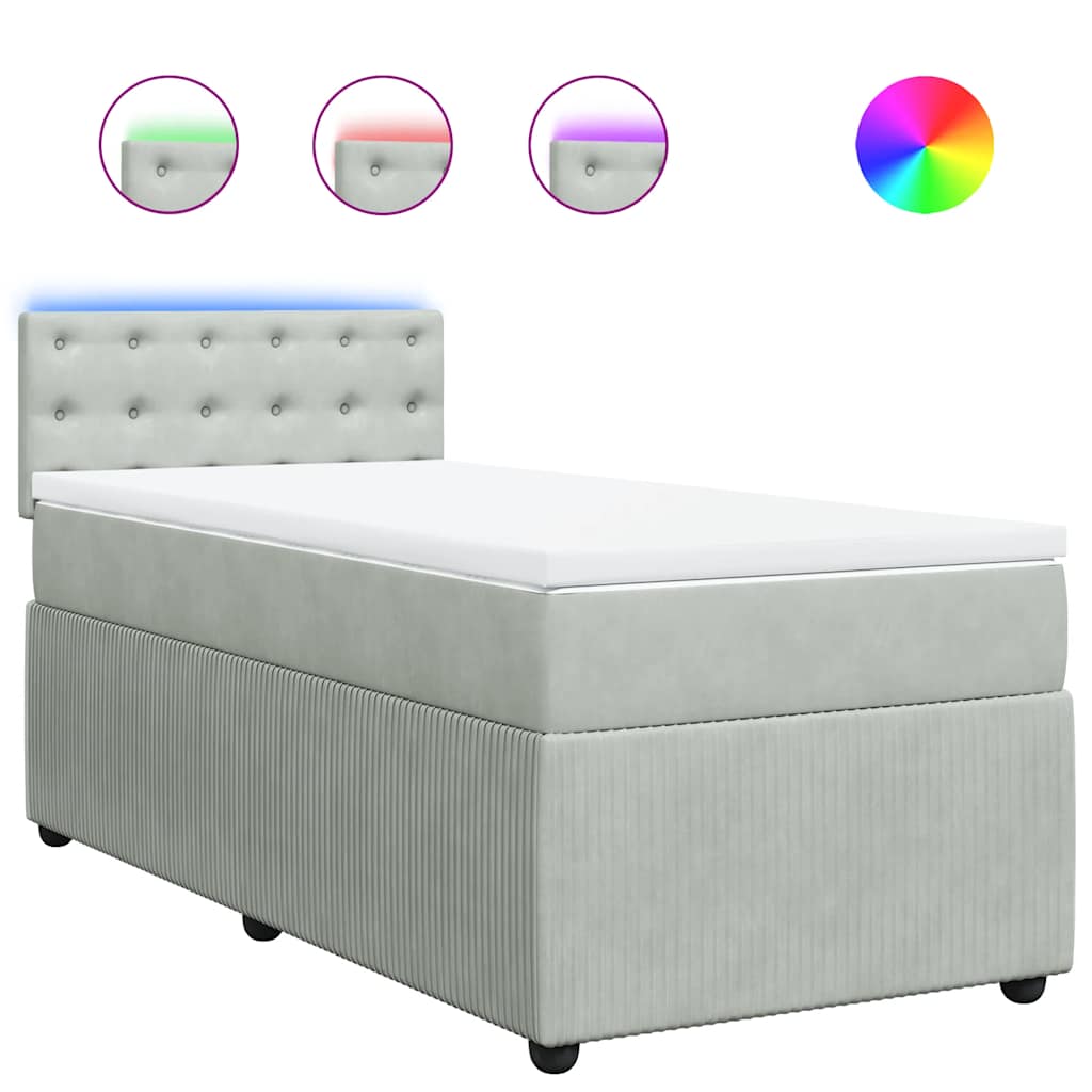 Boxspringbett Mit Matratze Samt Hellgrau