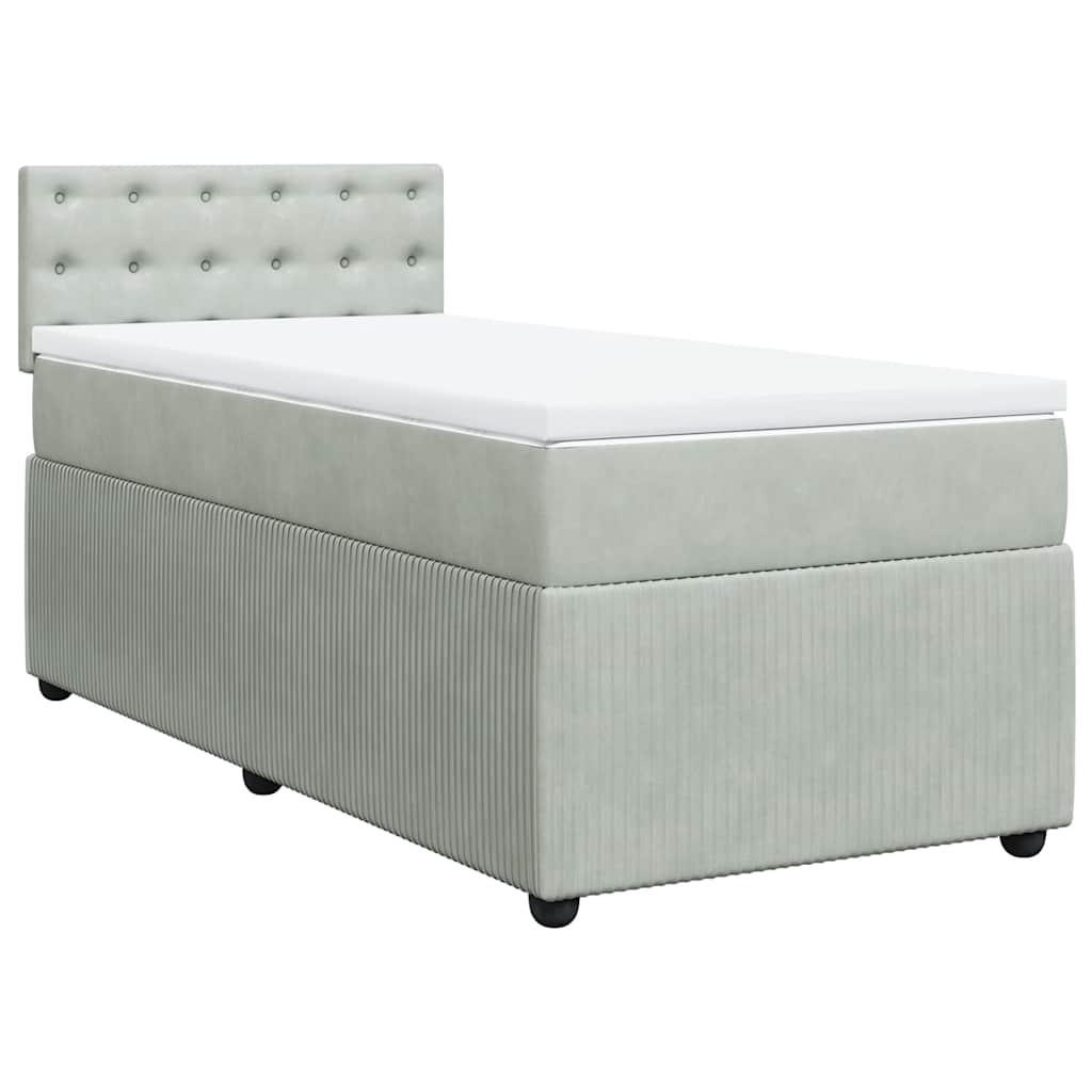 Boxspringbett Mit Matratze Samt Hellgrau