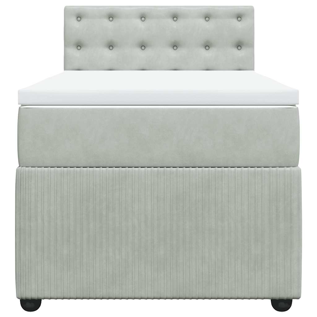 Boxspringbett Mit Matratze Samt Hellgrau