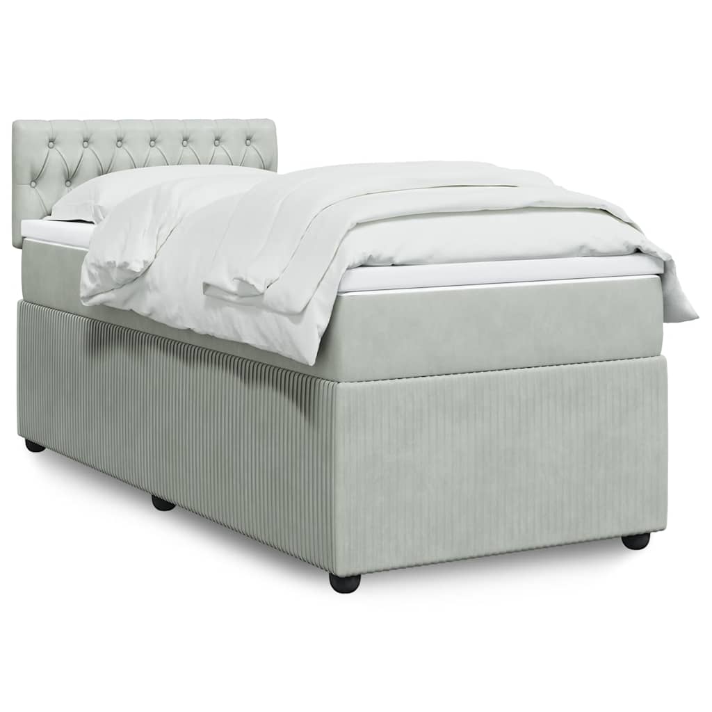 Boxspringbett Mit Matratze Samt Hellgrau