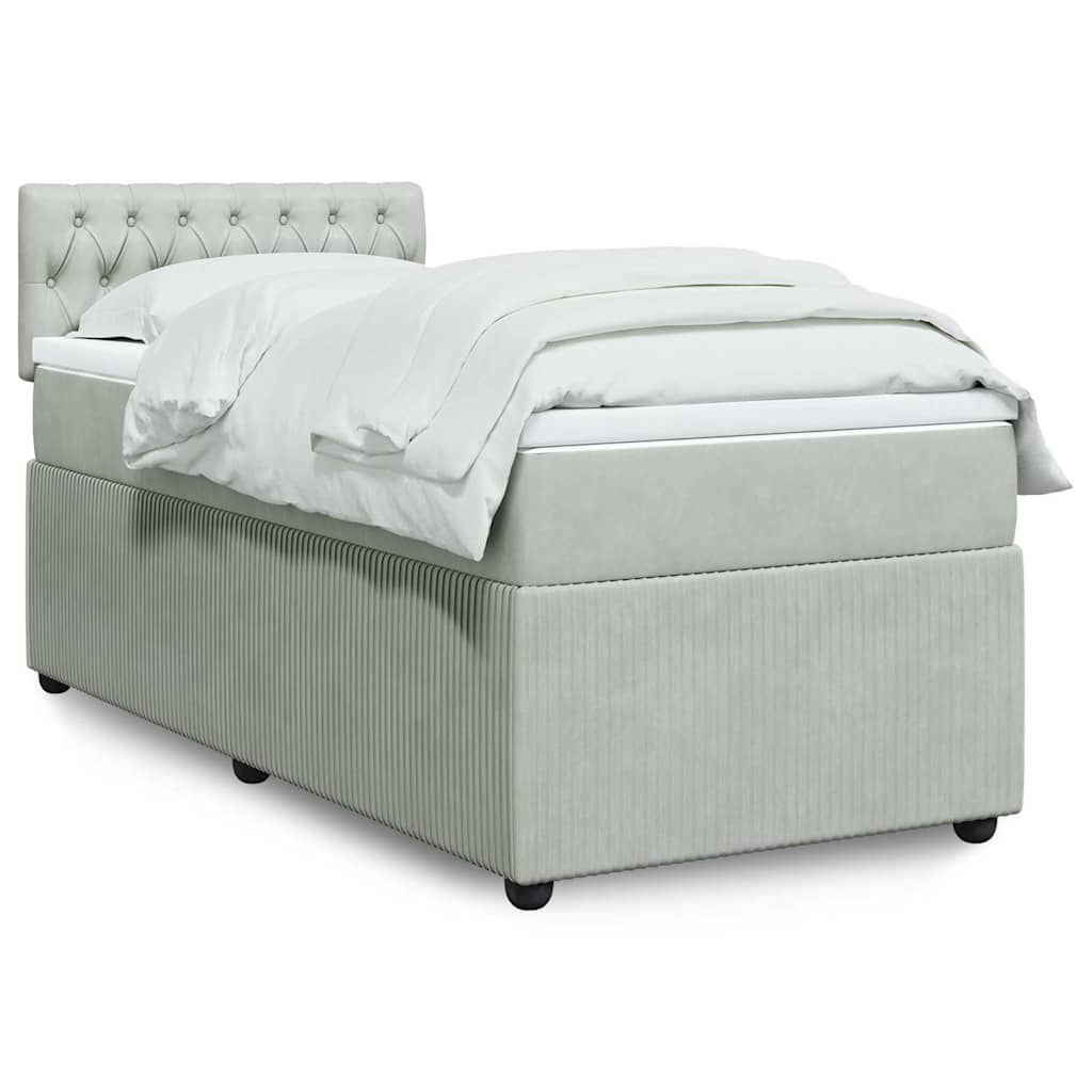 Boxspringbett Mit Matratze Samt Hellgrau