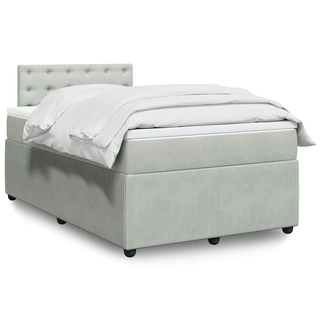 Boxspringbett Mit Matratze Samt Hellgrau