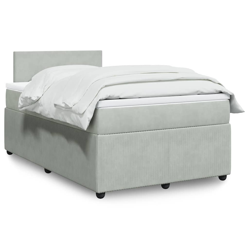 Boxspringbett Mit Matratze Samt Hellgrau