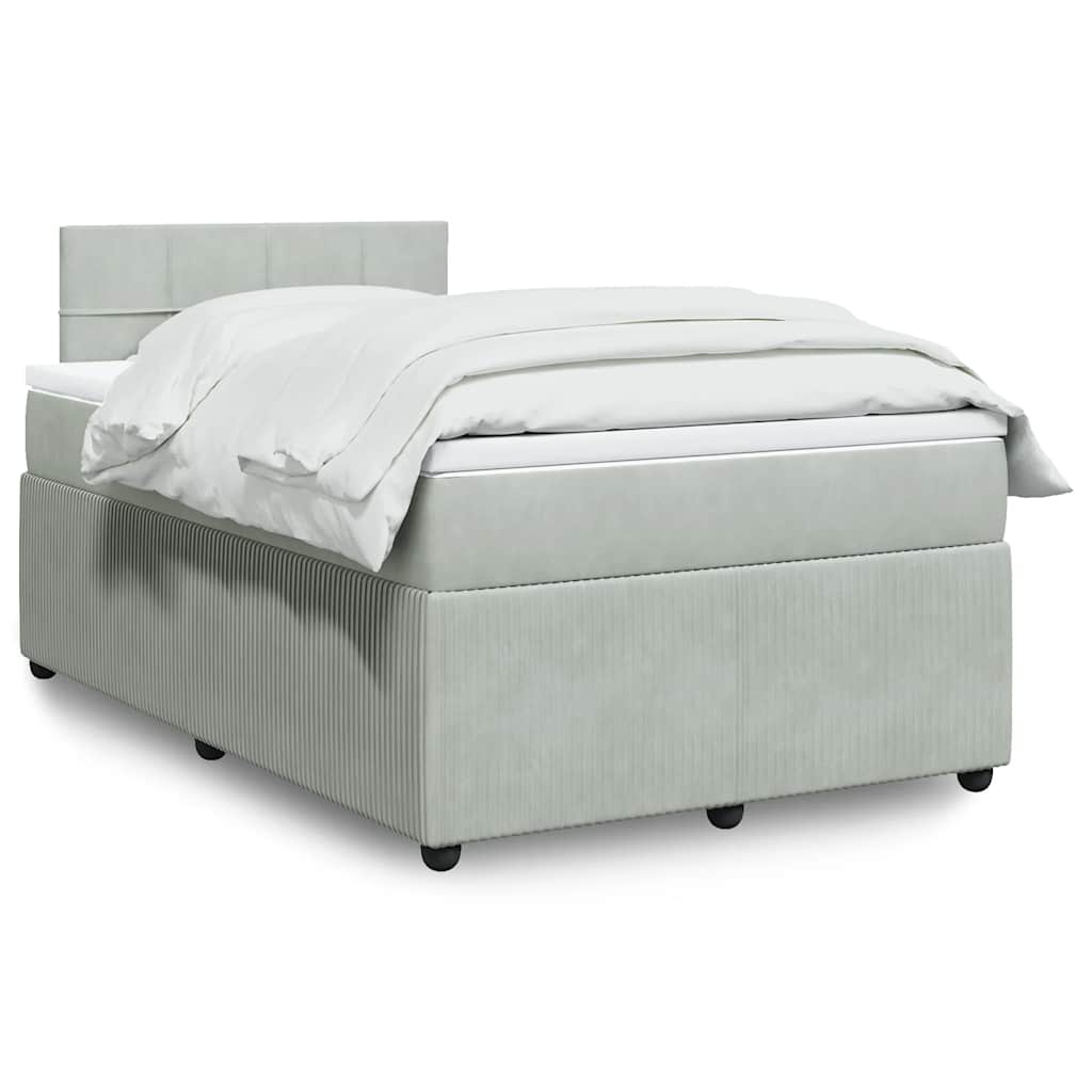 Boxspringbett Mit Matratze Samt Hellgrau