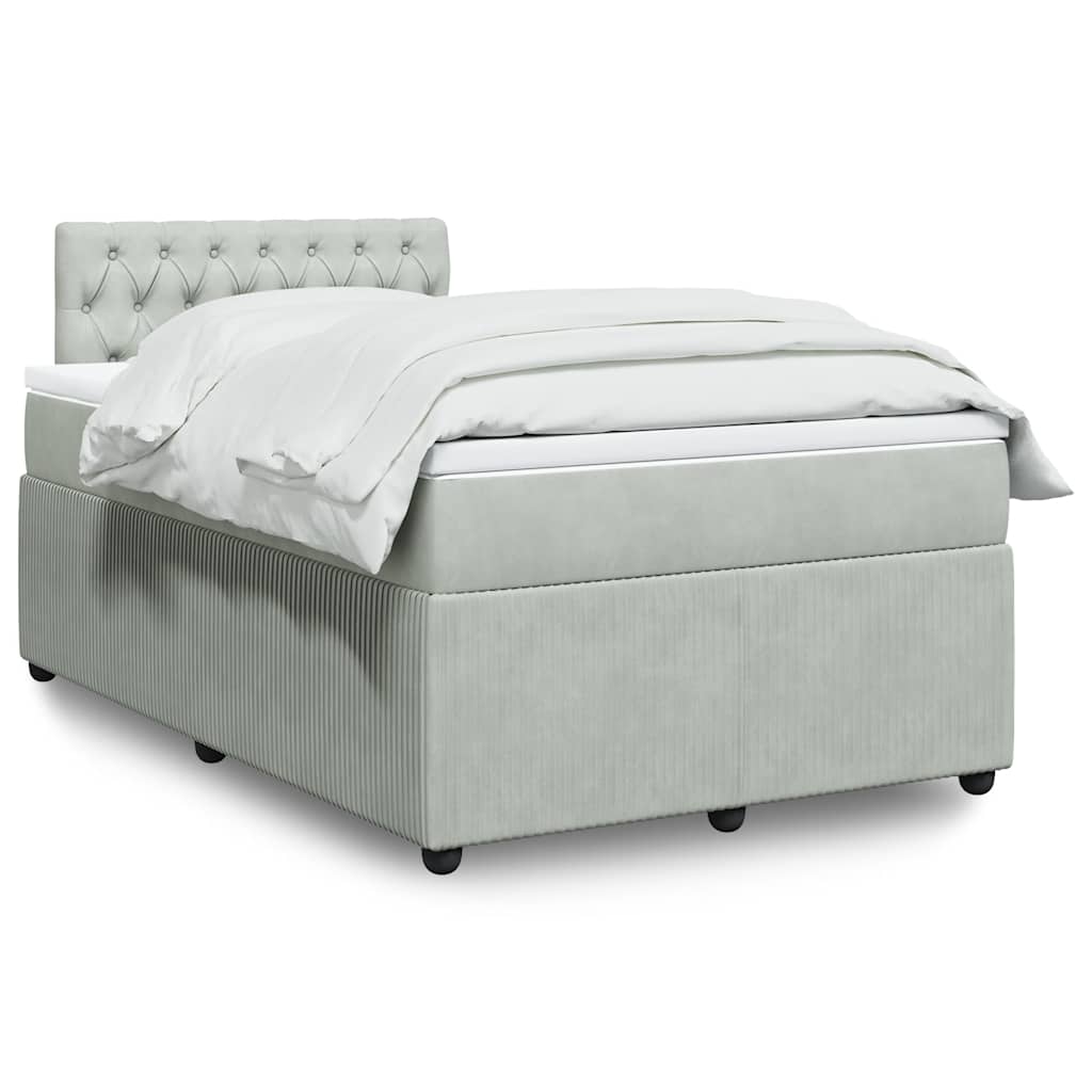 Boxspringbett Mit Matratze Samt Hellgrau