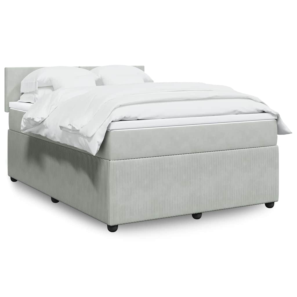Boxspringbett Mit Matratze Samt Hellgrau