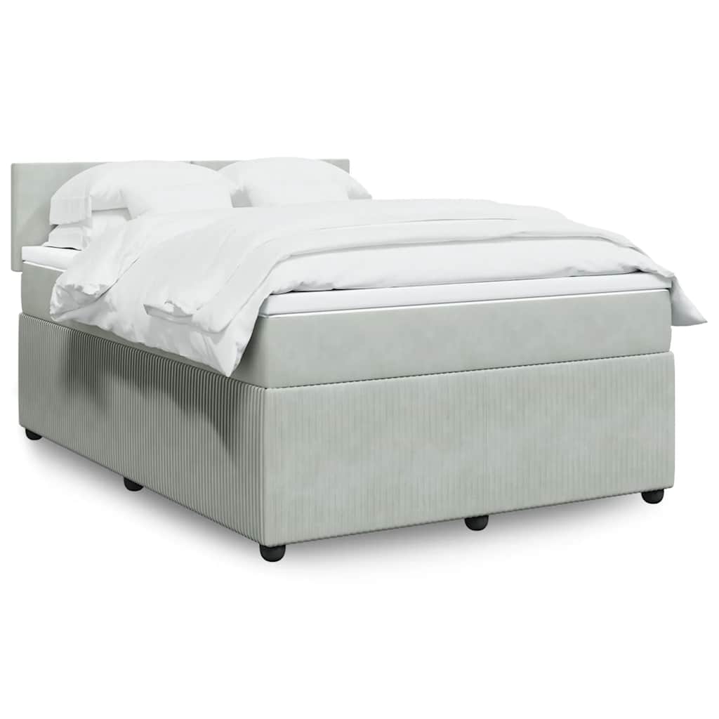 Boxspringbett Mit Matratze Samt Hellgrau