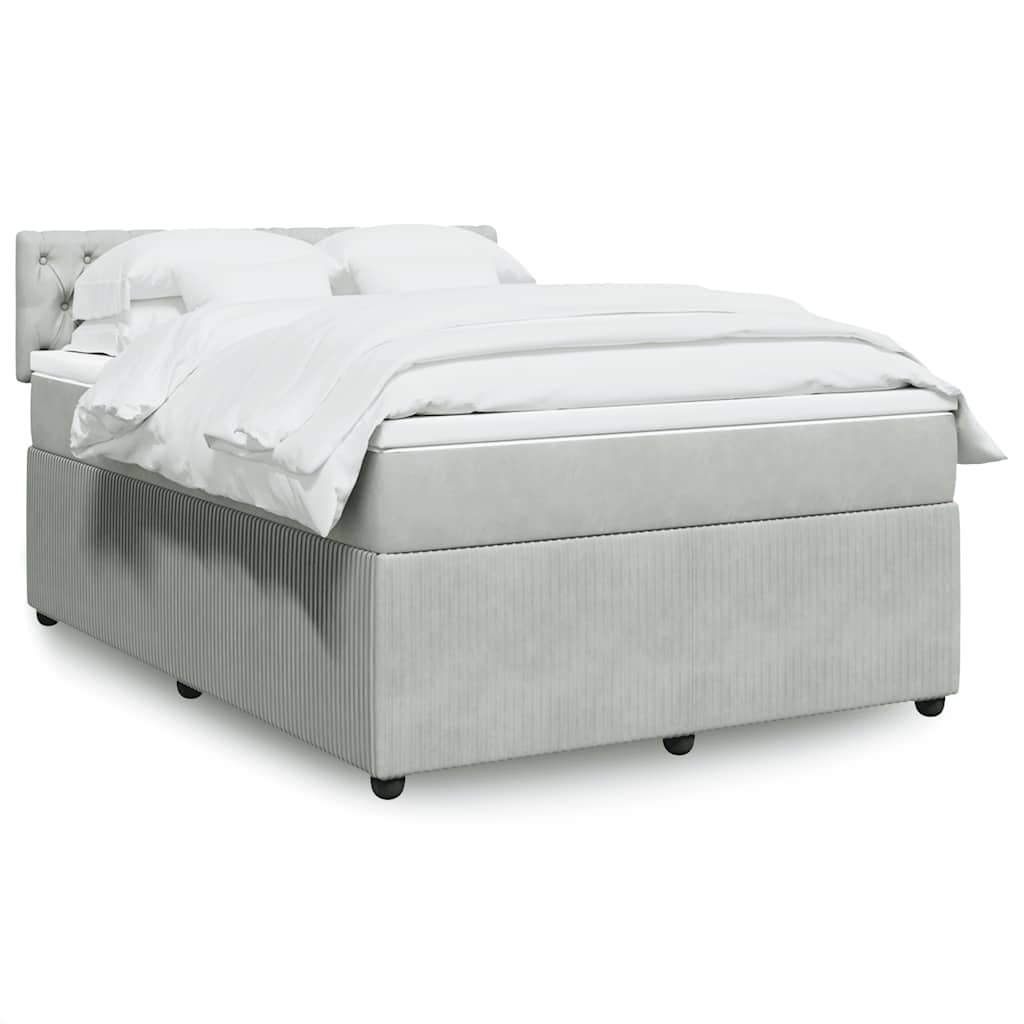 Boxspringbett Mit Matratze Samt Hellgrau