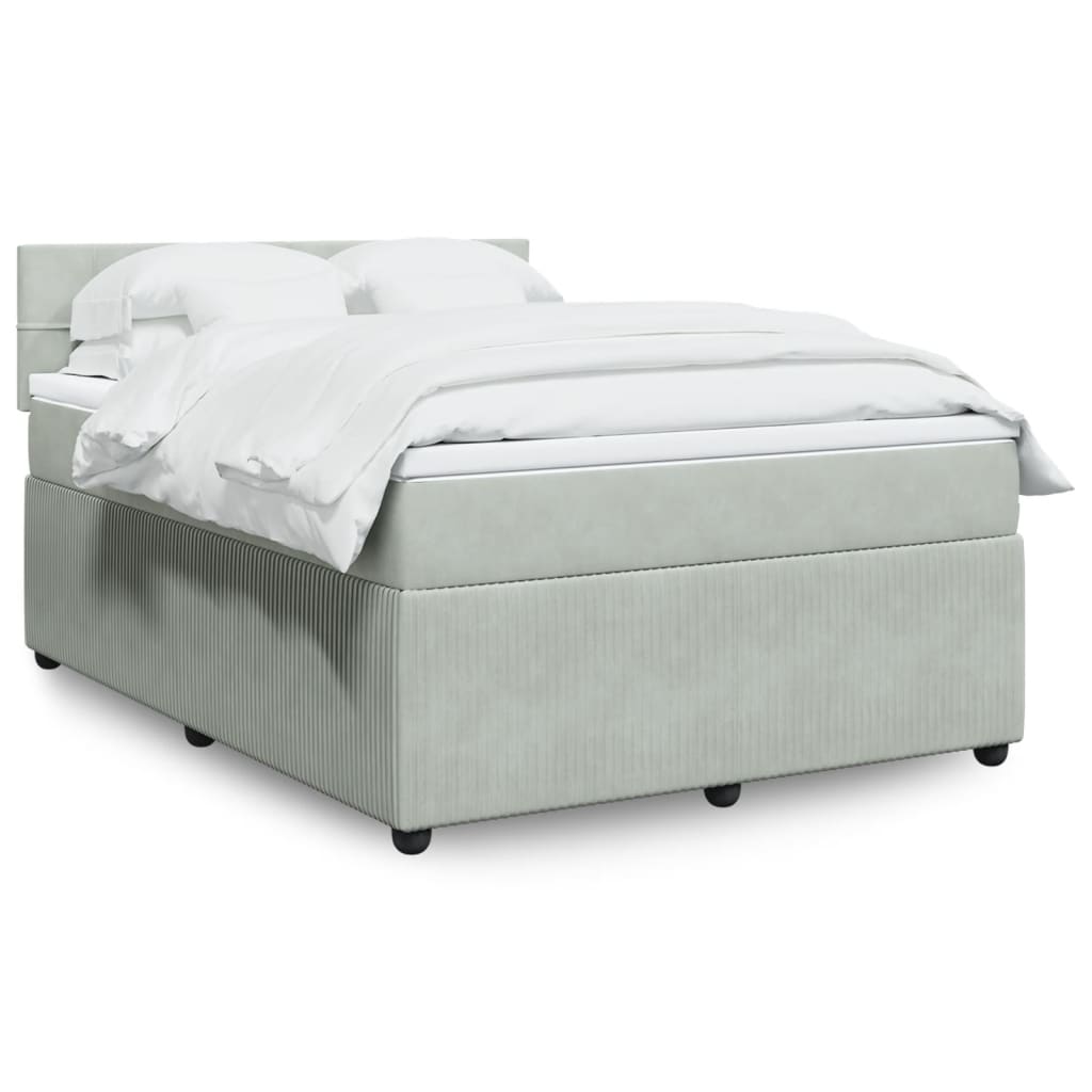 Boxspringbett Mit Matratze Samt Hellgrau
