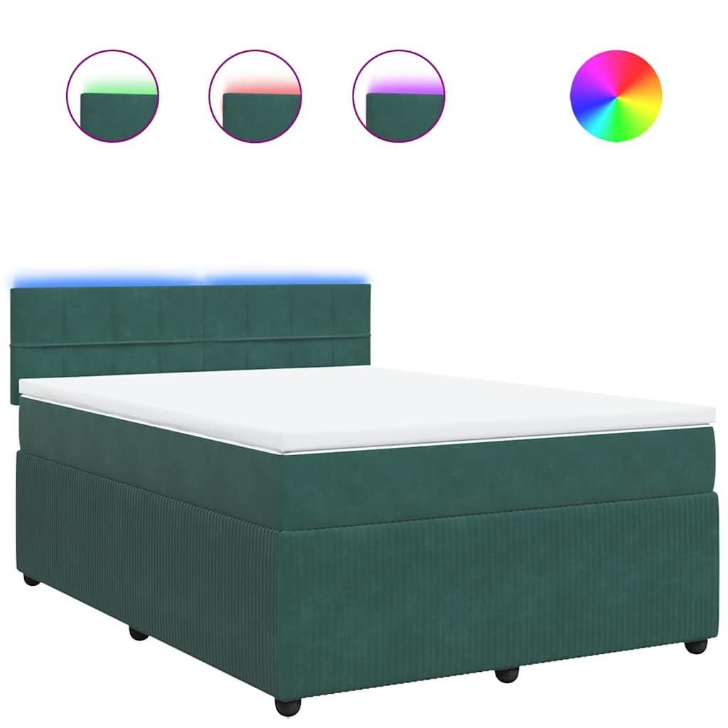 Boxspringbett Mit Matratze Dunkelgrün Samt Dunkelbraun