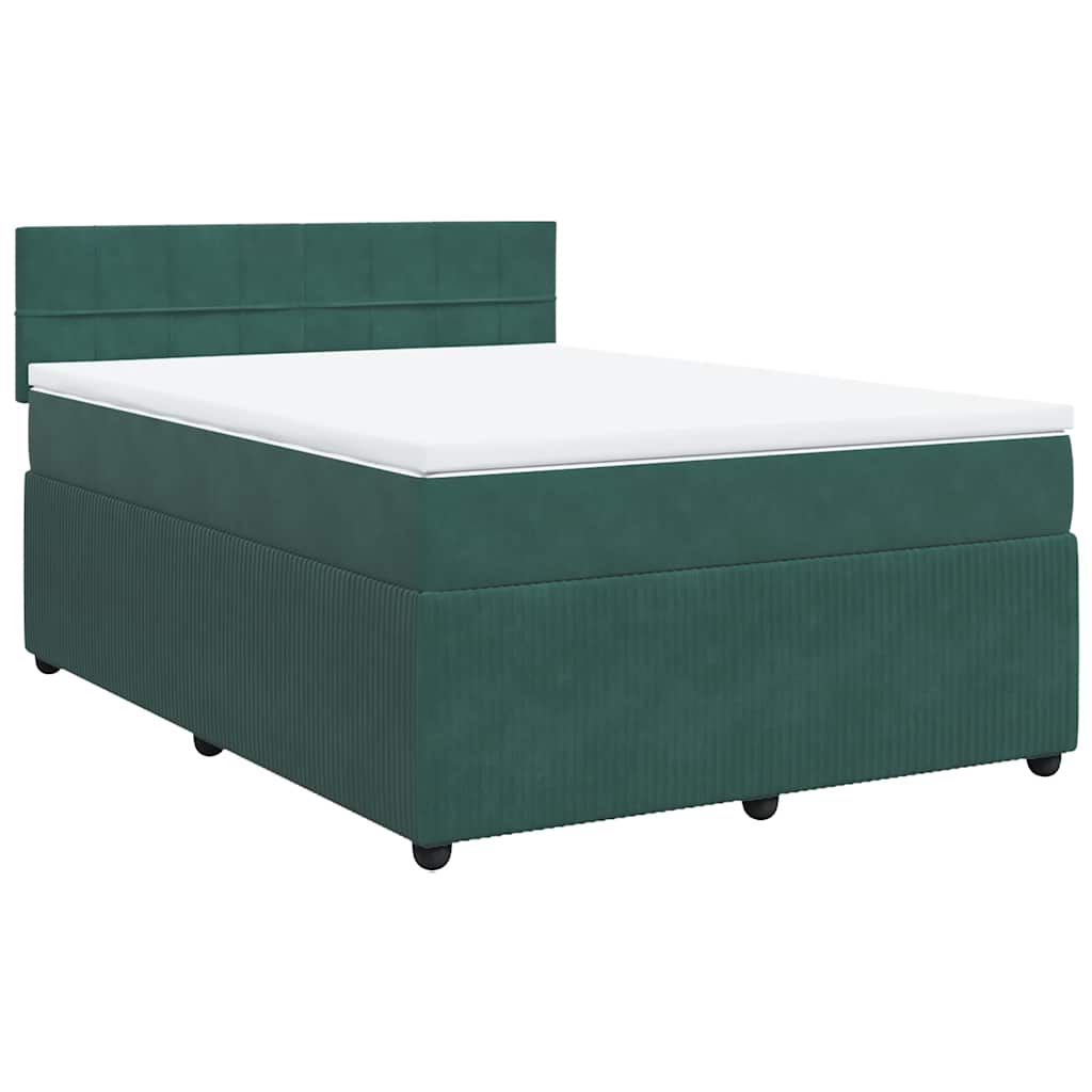 Boxspringbett Mit Matratze Dunkelgrün Samt Dunkelbraun