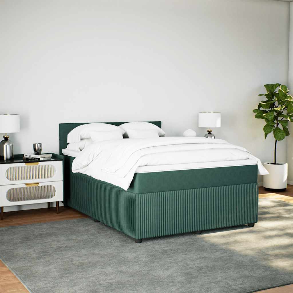 Boxspringbett Mit Matratze Dunkelgrün Samt Dunkelbraun