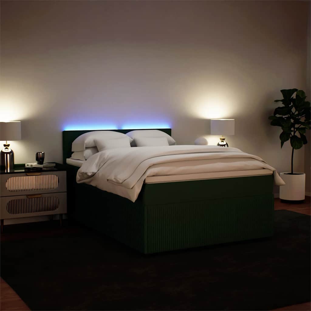 Boxspringbett Mit Matratze Dunkelgrün Samt Dunkelbraun