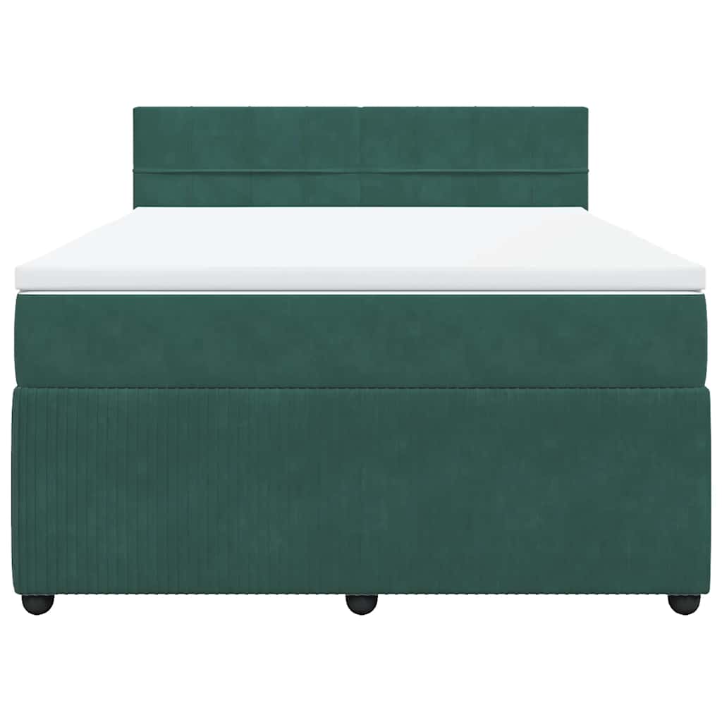 Boxspringbett Mit Matratze Dunkelgrün Samt Dunkelbraun